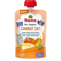 Holle BIO Carrot Cat Mus Marchewkowy Kotek z marchewki, mango, banana i gruszki dla niemowląt powyżej 6. miesiąca życia, 100 g
