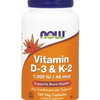 Now Foods Vitamin D3+K2, suplement diety, 120 kapsułek