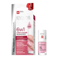 Eveline Cosmetics Nail Therapy Professional skoncentrowana odżywka do paznokci nadająca kolor 6w1 Rose, 5 ml