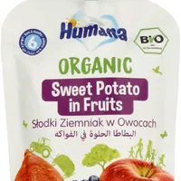 Humana 100% Organic Mus dla niemowląt słodki ziemniak w owocach po 6. miesiącu, 90 g