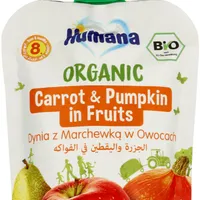 Humana 100% Organic mus owocowo-warzywny dynia i marchewka w owocach, 90 g