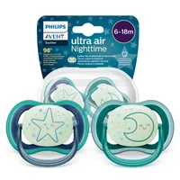 Philips Avent Ultra Air Nighttime smoczek uspokajający 6-18m boy, SCF376/13, 2 szt.