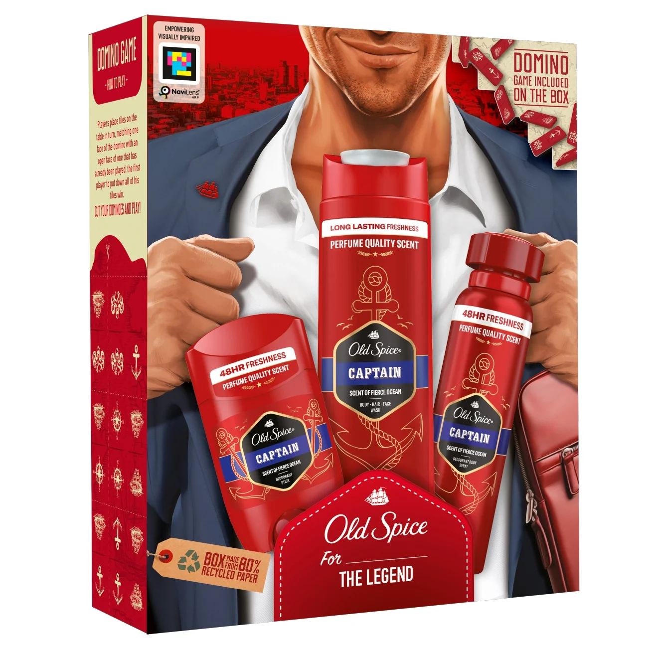 Old Spice Captain Gentleman zestaw podarunkowy dezodorant w sztyfcie, 50 ml + dezodorant w sprayu, 150 ml + żel pod prysznic, 250 ml