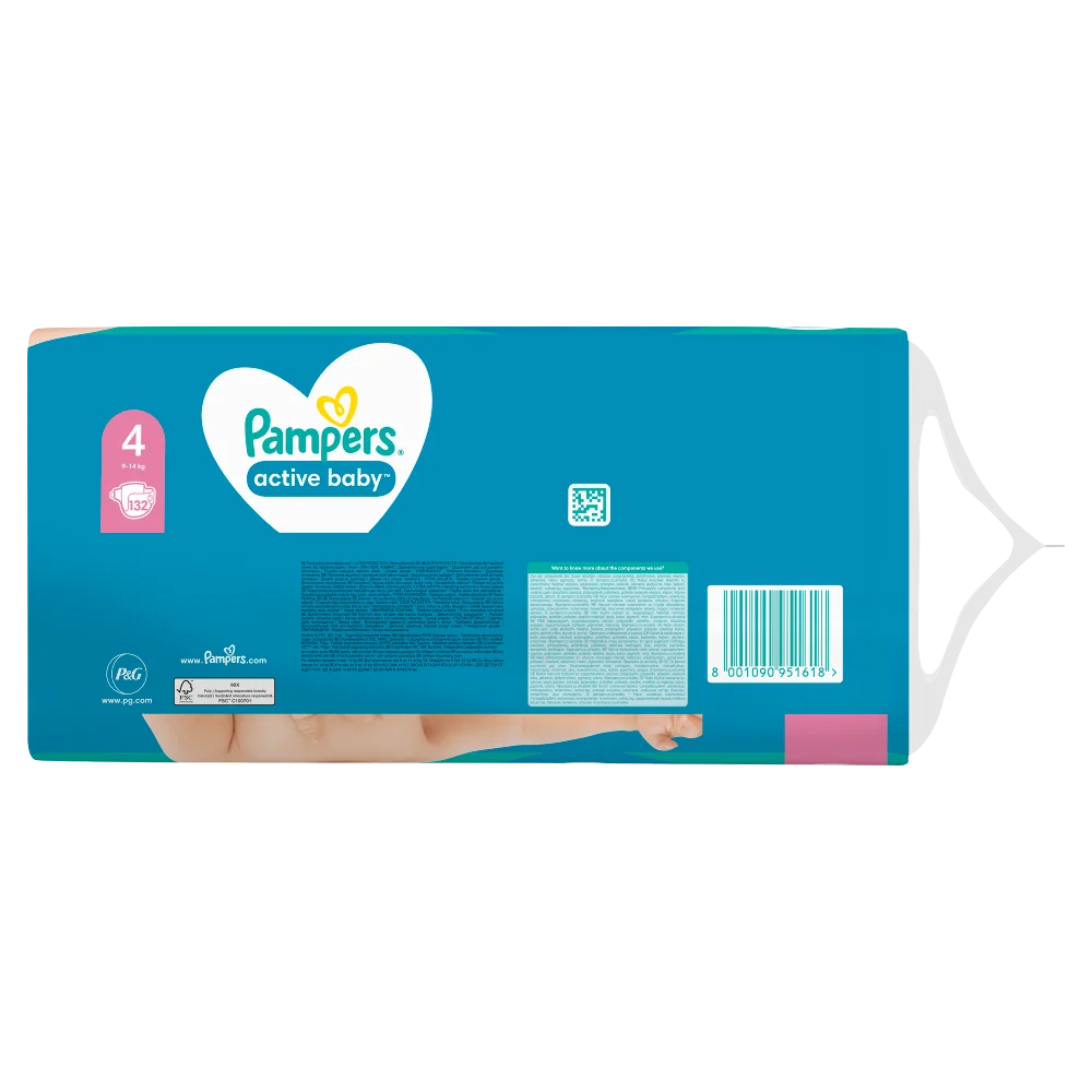 Pampers Active Baby Mega Pack pieluchy, rozmiar 4, 132 szt.