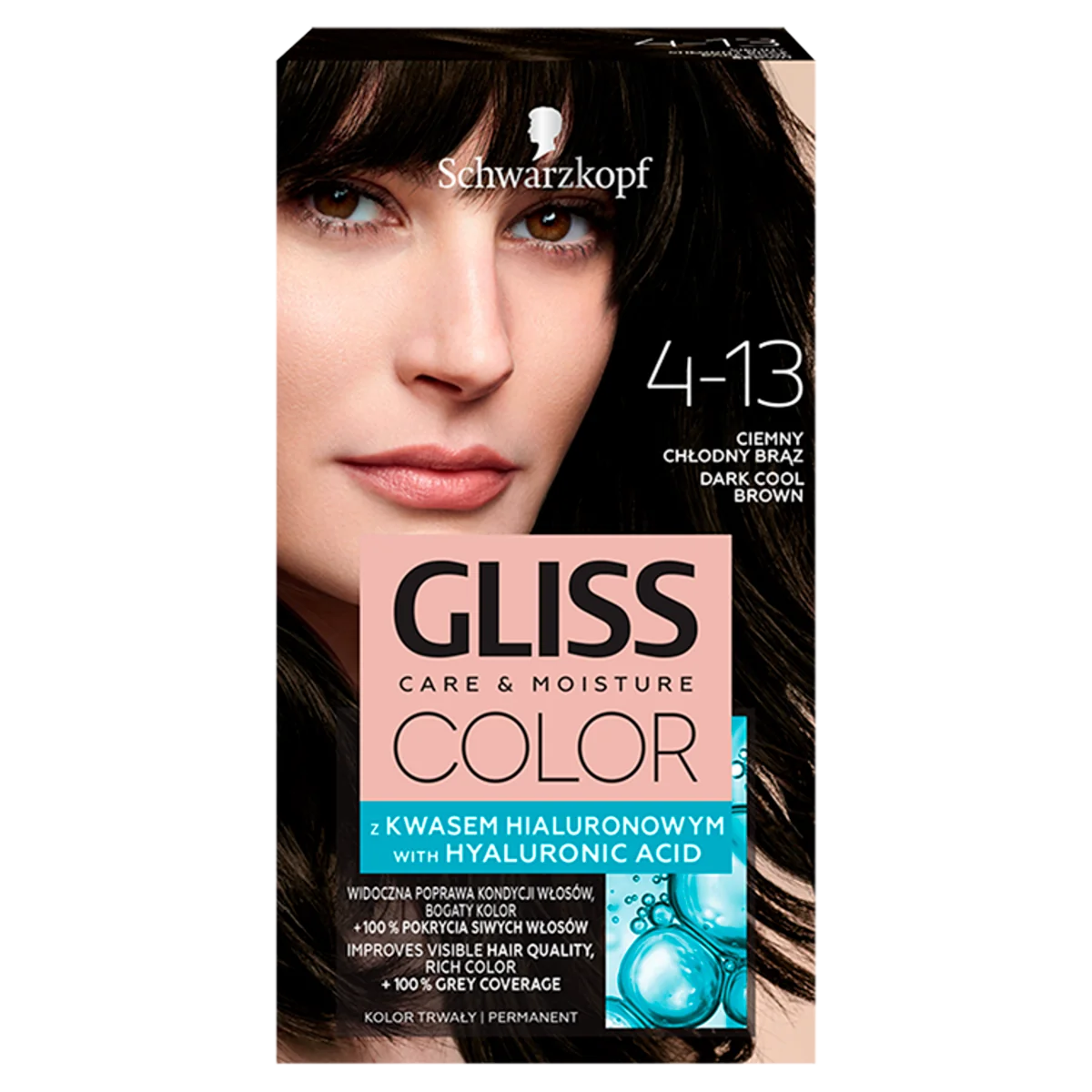 Schwarzkopf Gliss Color Farba do włosów nr 4-13 Ciemny chłodny brąz, 1 szt.