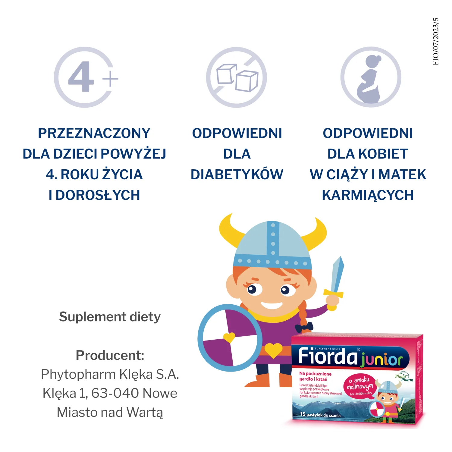 Fiorda Junior suplement diety, 15 pastylek do ssania