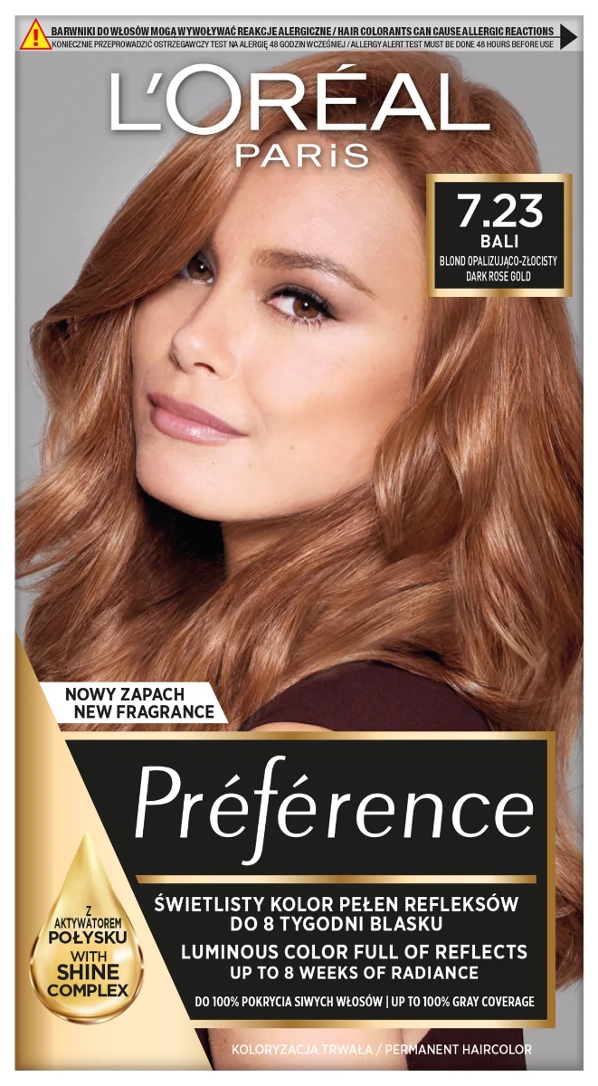 L`Oreal Paris Récital Préférence Farba do włosów 7.23 Dark Rose Gold, 1 szt.