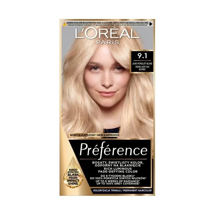 L`Oreal Paris Récital Préférence farba do włosów 9.1 Jasny Popielaty Blond, 1 szt.