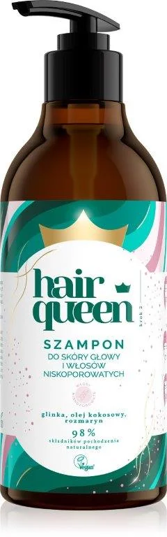 Hair Queen szampon do skóry głowy i włosów niskoporowatych, 400 ml