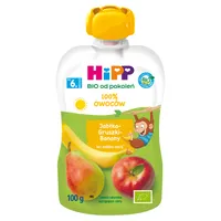 HiPP BIO od pokoleń mus owocowy jabłka gruszki banany po 6. miesiącu, 100 g