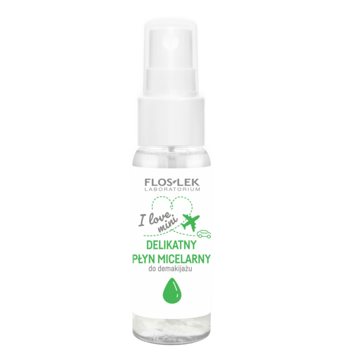 Floslek I love mini, Delikatny płyn micelarny do demakijażu, 30 ml