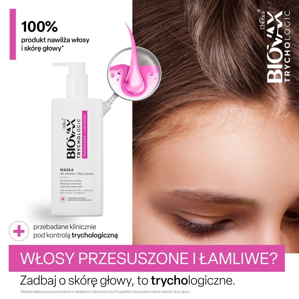 Biovax Trychologic Przesuszenie i Łamliwość maska do włosów i skóry głowy, 200 ml