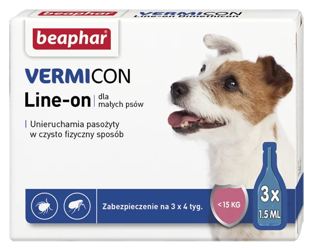 Beaphar Vermicon Line-On DOG S krople przeciwpchelne dla psów, 3 x 1,5 ml