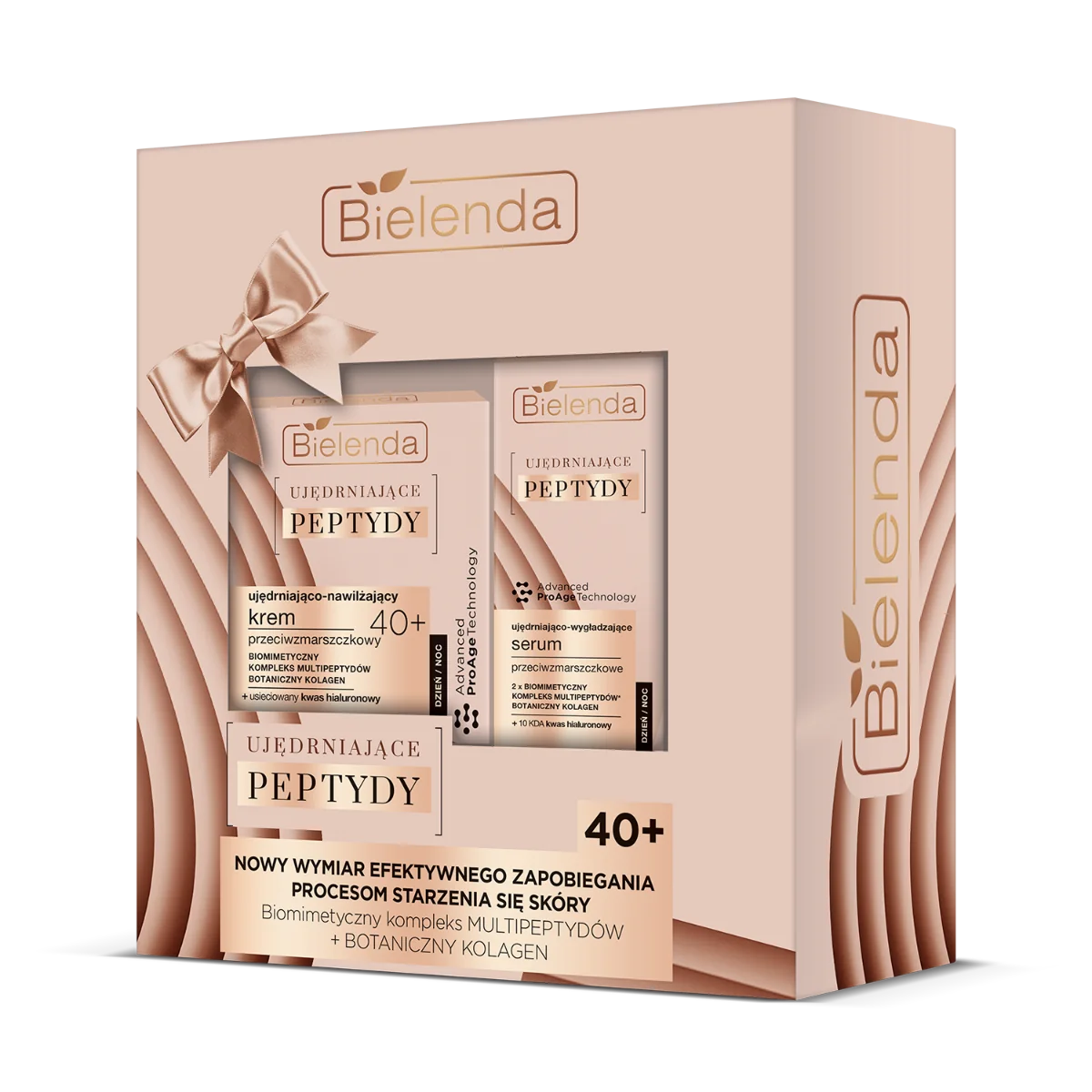 Bielenda Zestaw Ujędrniające Peptydy 40+, Krem, 50ml i krem + serum peptydowe pod oczy i na powieki, 30 ml