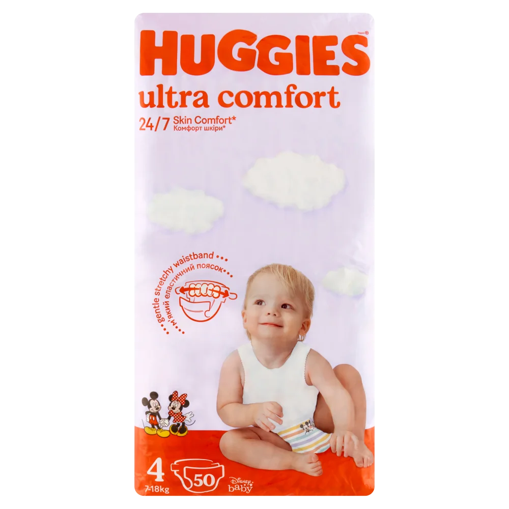 Huggies Ultra Comfort Jumbo Pack, pieluszki rozmiar 4 (7-18 kg), 50 szt.