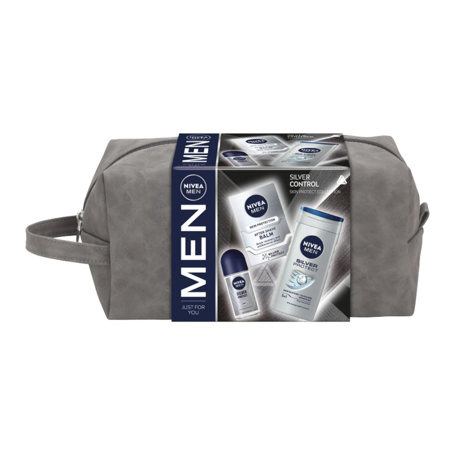 Nivea Men Silver Control zestaw żel, balsam, antyperspirant, 250 ml + 100 ml + 50 ml