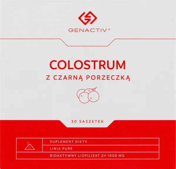 Colostrum z czarną porzeczką Genactiv, suplement diety, 30 saszetek 