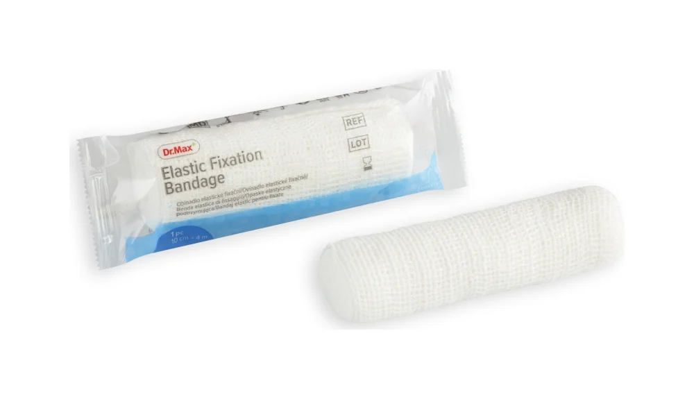 Elastic Fixation Bandage Dr. Max, opaska podtrzymująca 10 cm x 4 m, 1 sztuka 