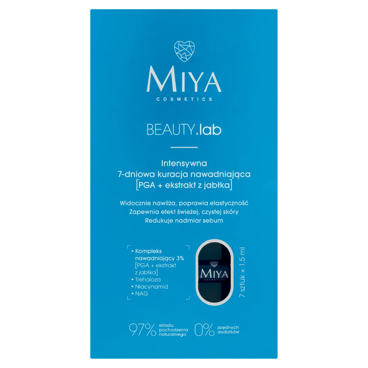 Miya Cosmetics BEAUTY.lab, Intensywna 7-dniowa kuracja nawadniająca, 7 x 1,5 ml