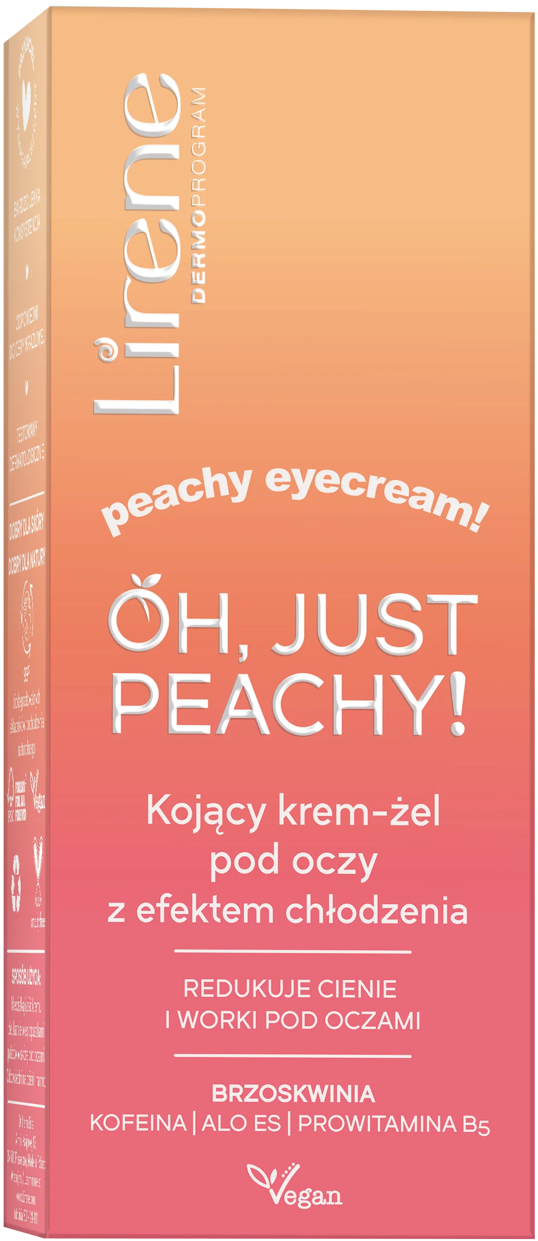 Lirene OH, JUST PEACHY!, kojący krem-żel pod oczy z efektem chłodzenia, 15 ml