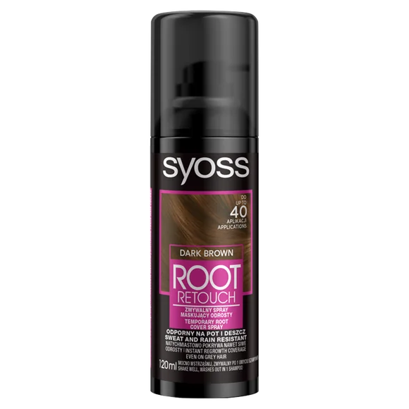 Syoss Root Retoucher zmywalny spray maskujący odrosty Ciemny Brąz, 120 ml