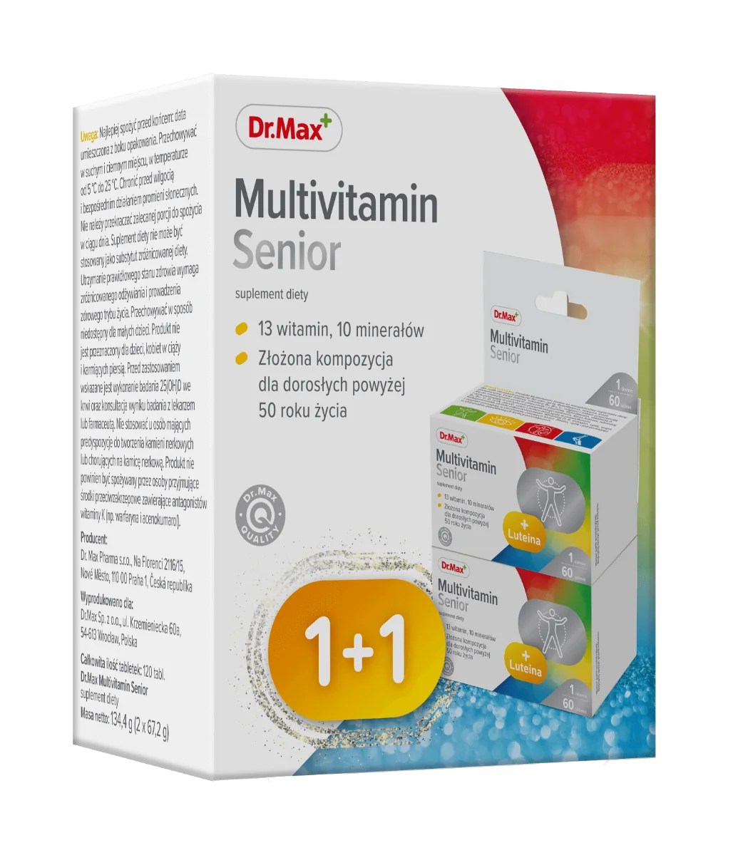 Multivitamin Senior Dr. Max, suplement diety, 60 + 60 tabletek