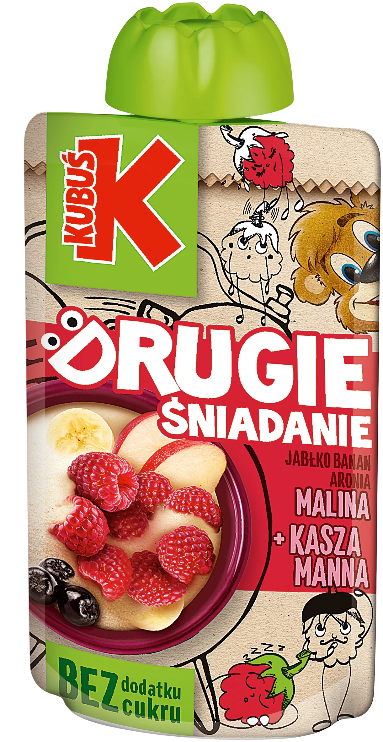 Kubuś mus Drugie Śniadanie jabłko banan aronia malina + kasza manna, 100 g