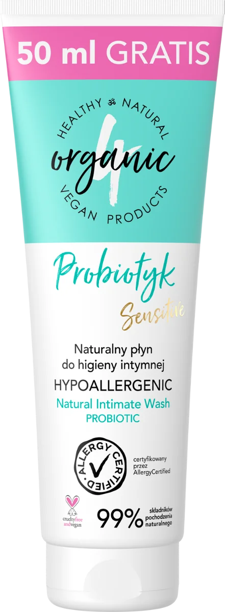 4organic, naturalny płyn do higieny intymnej probiotyk w tubie, 200 ml + 50 ml