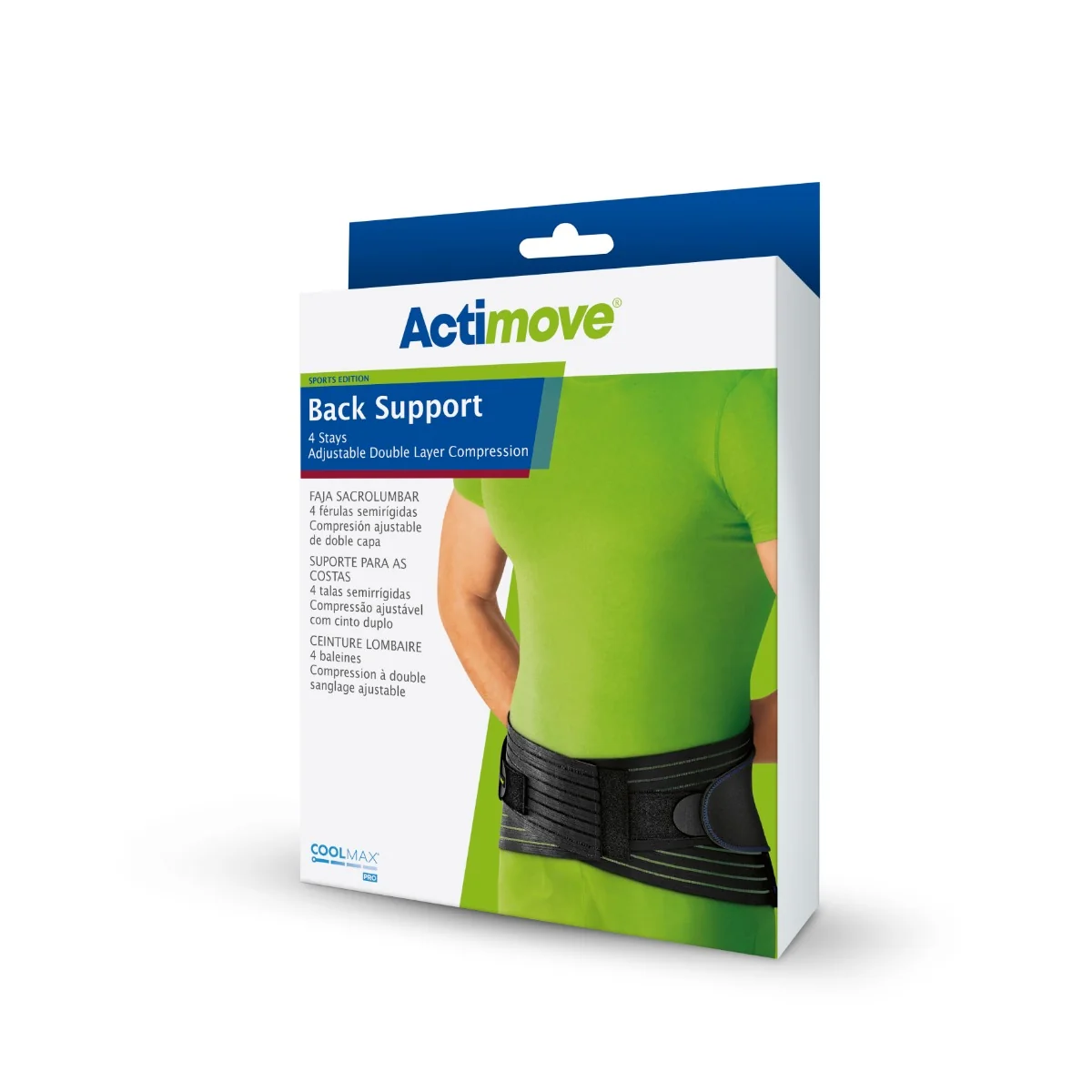 Actimove® Sports Edition Back Support 4 Stays, orteza lęźdzwiowo-krzyżowa czarna rozmiar XXL, 1 szt.