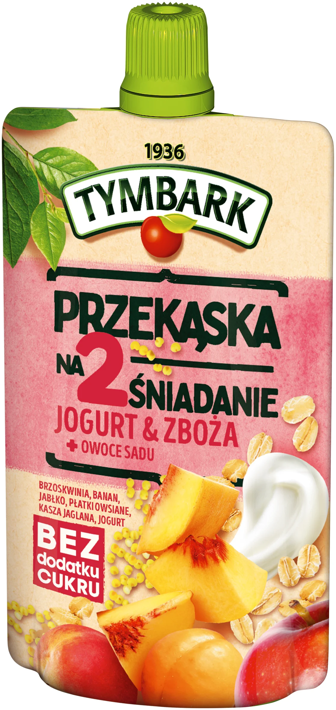 Tymbark przekąska na 2 śniadanie jogurt & zboża + owoce sadu mus, 100 g