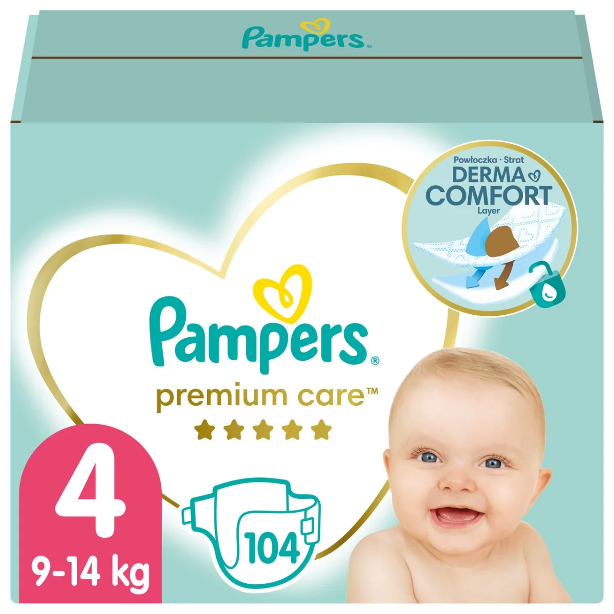 Pampers Premium Care, pieluchy, rozmiar 4, 9-14kg, 104 sztuki