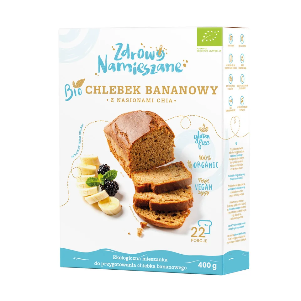 Zdrowo Namieszane chlebek bananowy z nasionami chia, 400 g