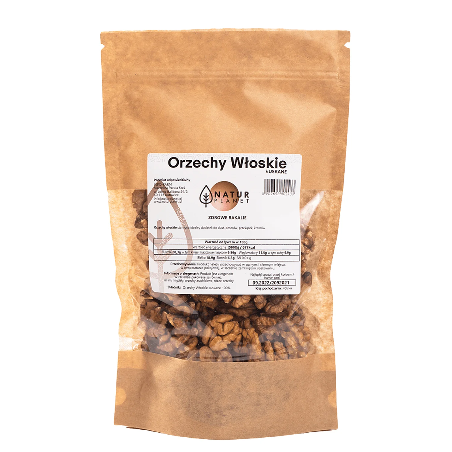 Natur Planet Zdrowe bakalie orzechy włoskie łuskane, 250 g