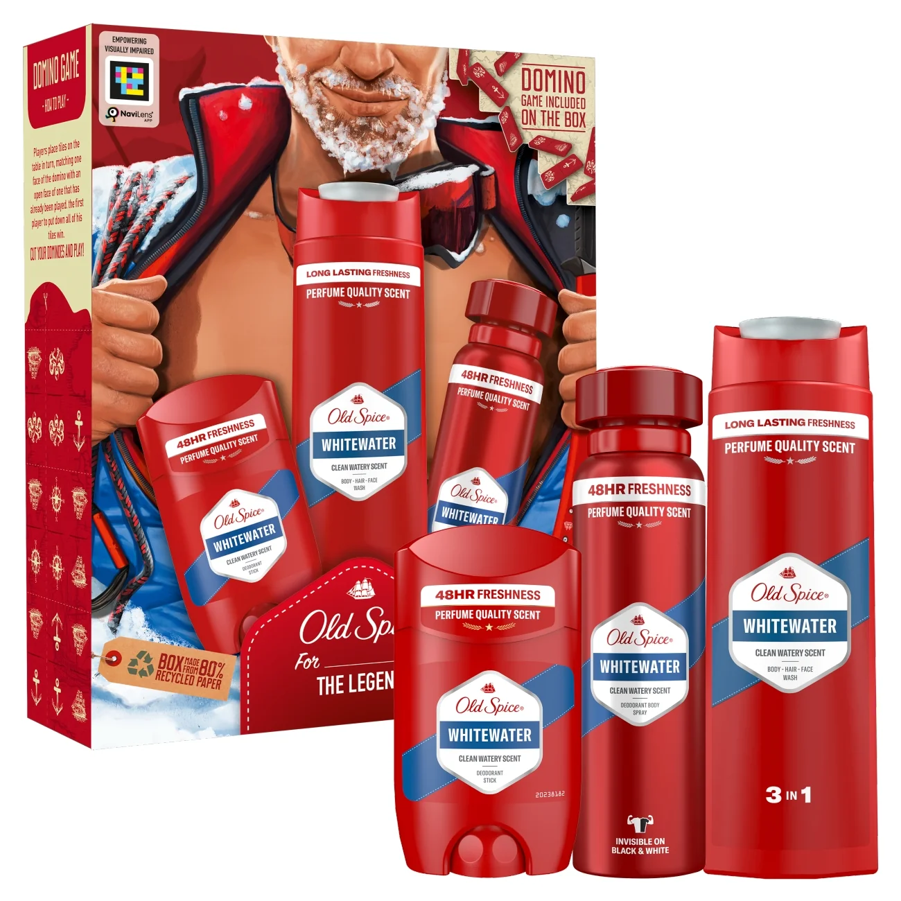 Old Spice Whitewater Alpinist zestaw podarunkowy dezodorant w sprayu, 150 ml + dezodorant w sztyfcie, 50 ml + żel pod prysznic, 250 ml