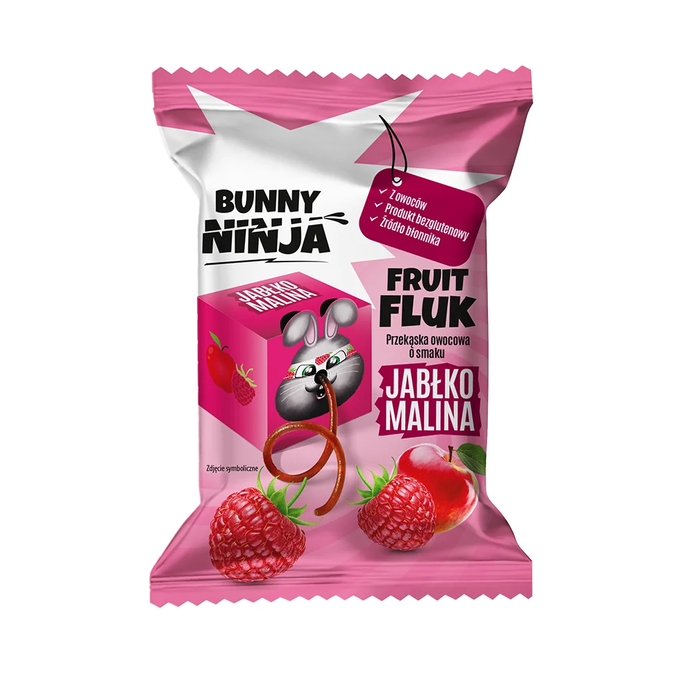 Bunny Ninja Fruit Fluk przekąska owocowa o smaku jabłko-malina, 15 g