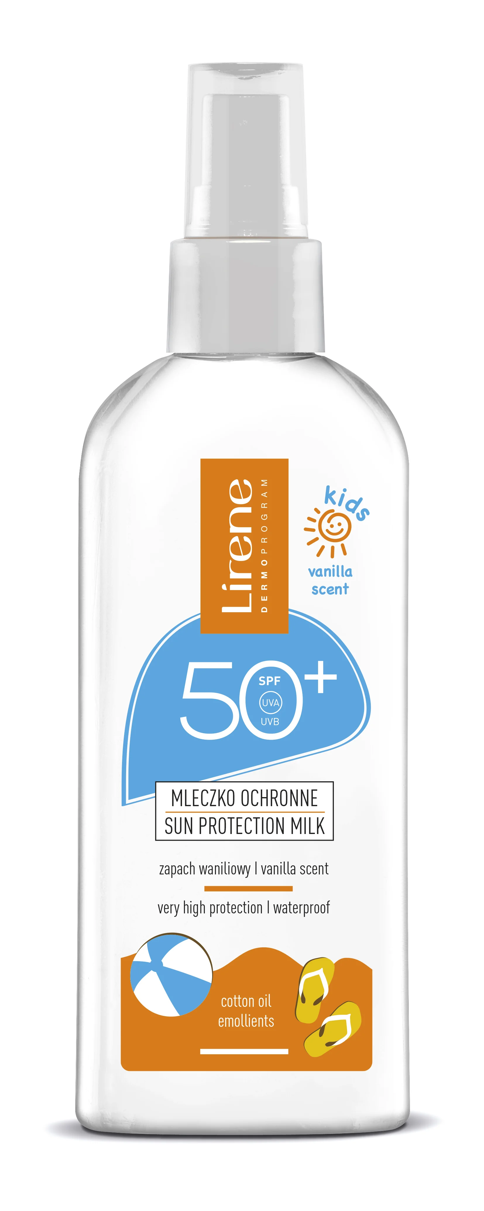 Lirene SUN, Mleczko ochronne o zapachu waniliowym dla dzieci SPF 50+