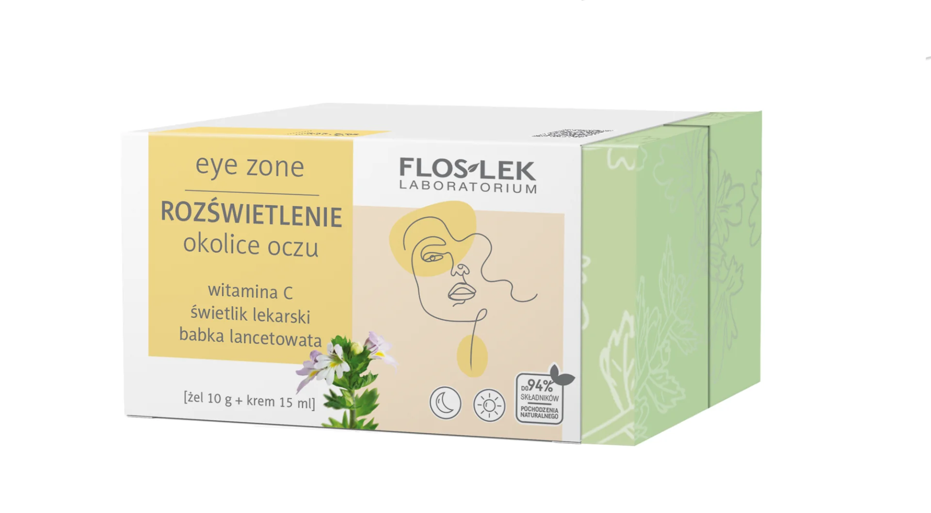 Floslek Rozświetlenie okolice oczu, zestaw kosmetyków dla kobiet, 10 ml + 15 ml