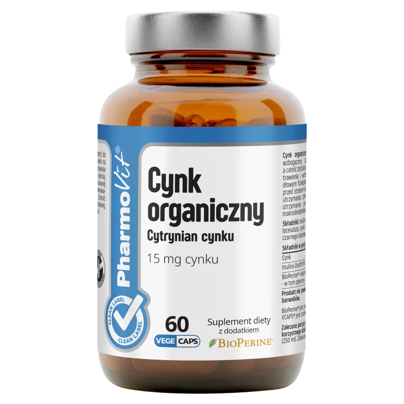 Pharmovit Cynk organiczny Cytrynian cynku 15 mg, suplement diety, 60 kapsułek