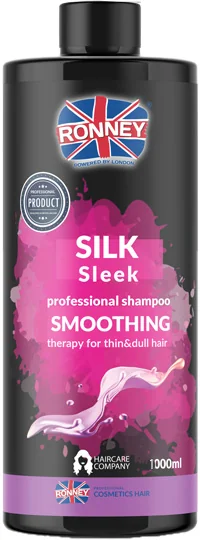 RONNEY Silk Sleek, wygładzający szampon do włosów cienkich i matowych 1000, ml