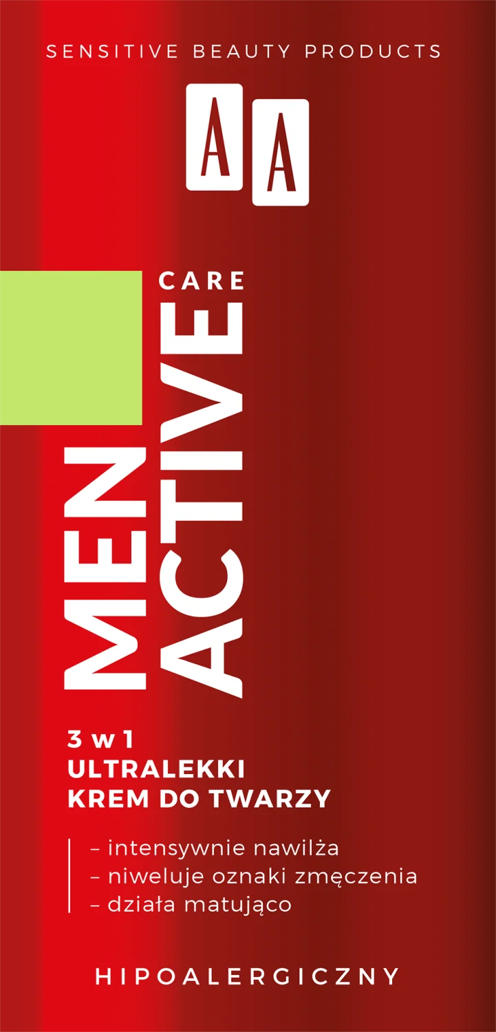 AA MEN Active Care, ultralekki krem do twarzy 3w1, 50 ml