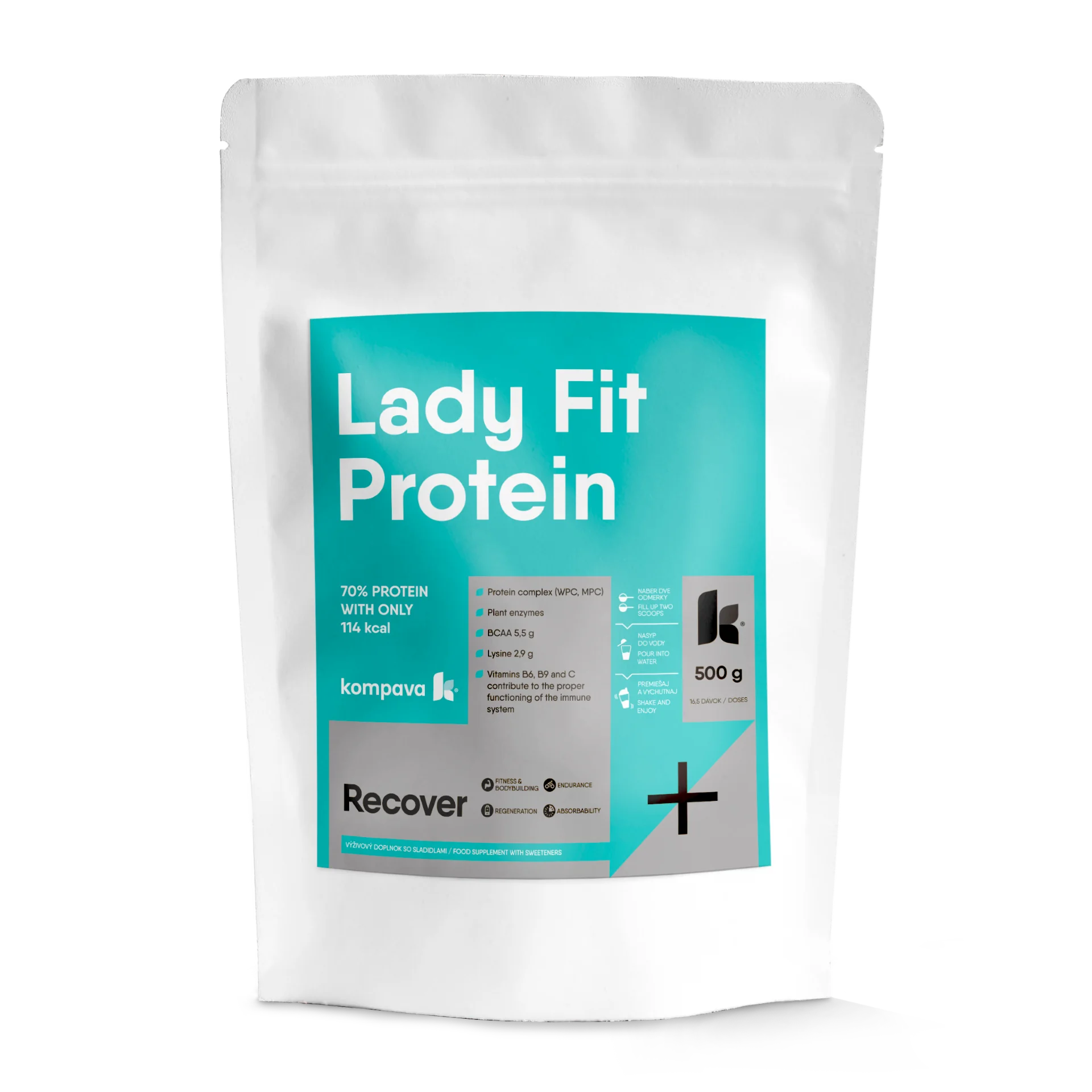 Kompava Lady Fit Protein, odżywka białkowa o smaku wanilia-śmietana, 500 g