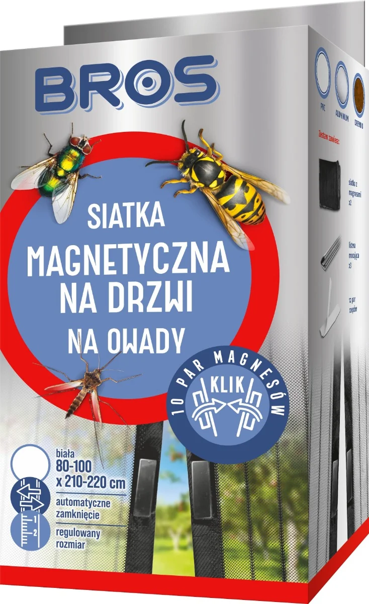 BROS Siatka na drzwi magnetyczna biała 100 x 220 cm, 1 szt.