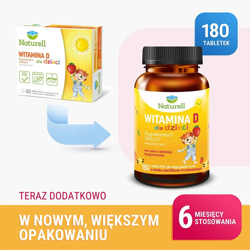 Naturell witamina D dla dzieci, 180 tabletek 