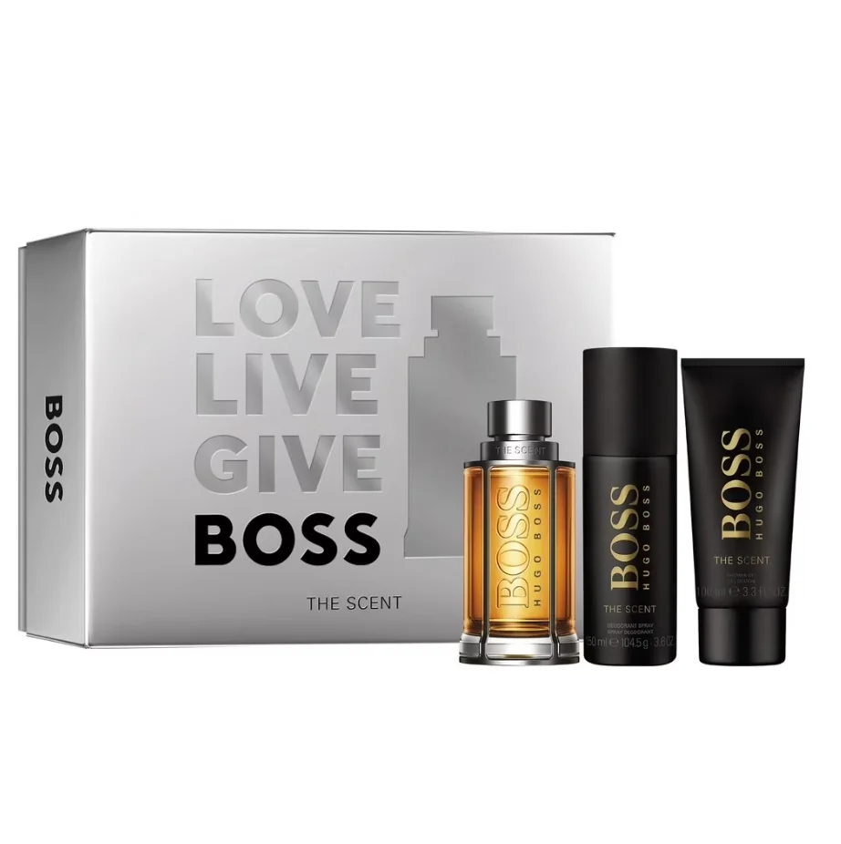 Hugo Boss The Scent For Man zestaw woda toaletowa spray 100ml + dezodorant spray 150ml + żel pod prysznic 100ml