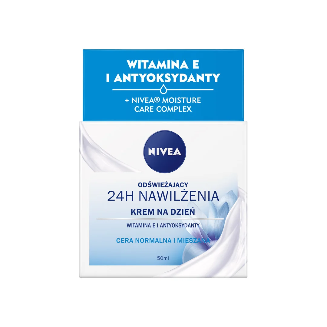 Nivea 24H Nawilżenia odświeżający krem do twarzy na dzień dla cery normalnej i mieszanej, 50 ml