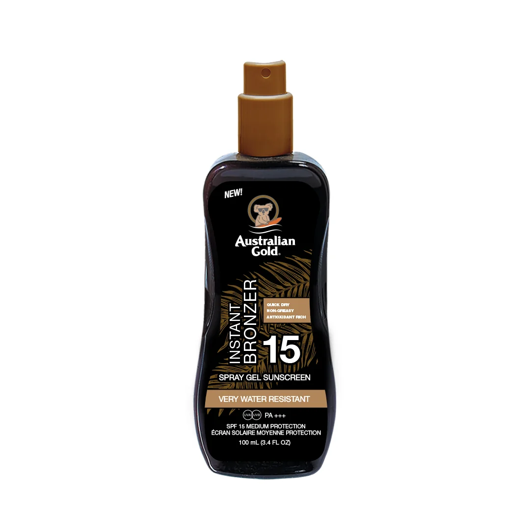 Australian Gold SprayGel żel w sprayu do opalania z naturalnym bronzerem SPF15, 100 ml