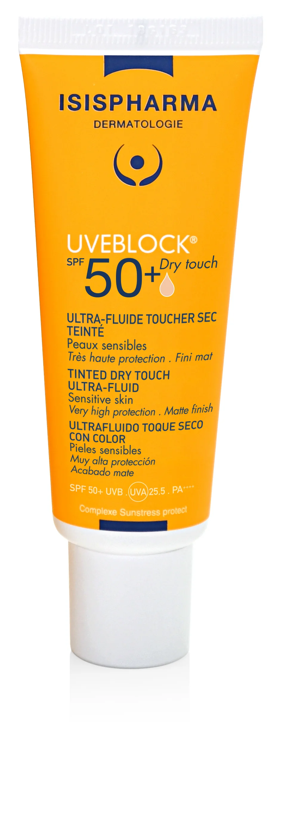 Isispharma Uveblock, ultralekki fluid Dry Touch lekko tonujący SPF 50+, 40 ml