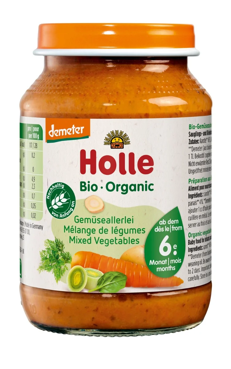 Holle Mix Warzywny Puree Demeter BIO danie dla niemowląt, 190 g