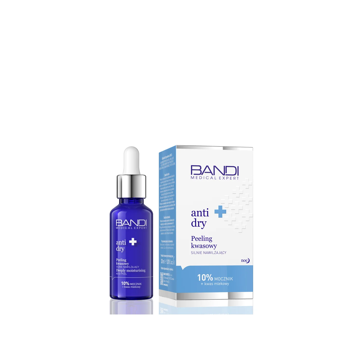 Bandi Medical Expert Anti-Dry, Peeling Kwasowy Silnie Nawilżający 10% Mocznik + Kwas mlekowy, 30 ml