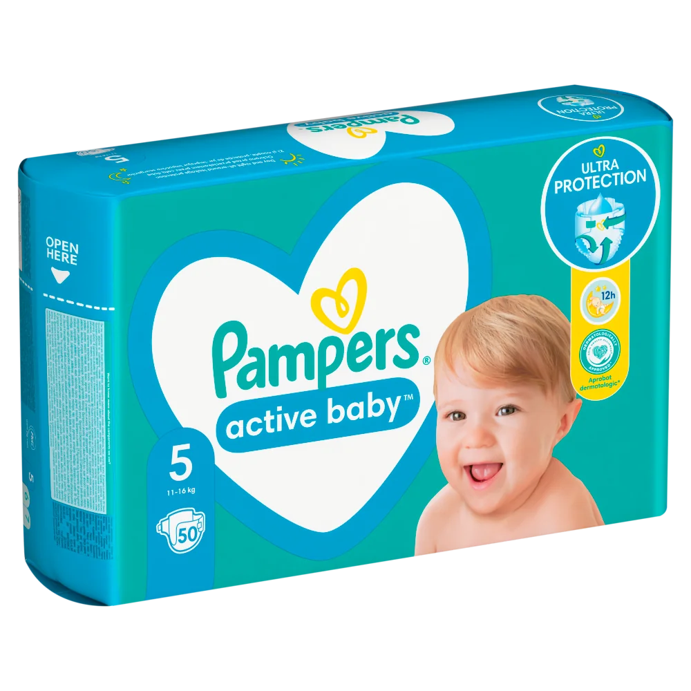 Pampers Active Baby Junior Maxi Pack pieluszki jednorazowe, rozmiar 5, 11-16 kg, 50 szt. 